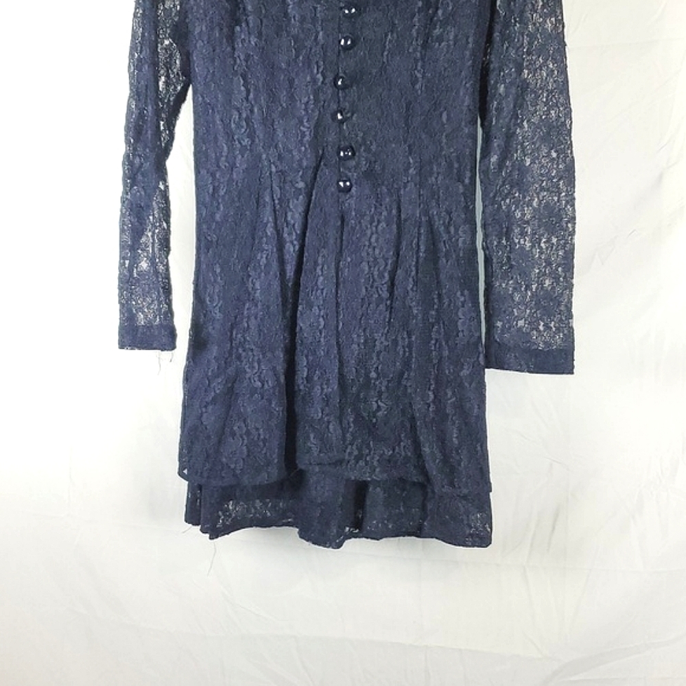 Vintage‎ 90s Corset Back Blue Lace Dress - Picture 3 of 8